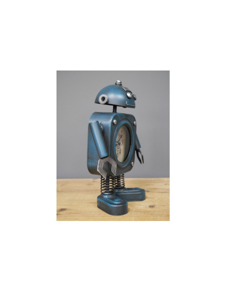 Horloge robot en métal bleu industrielle