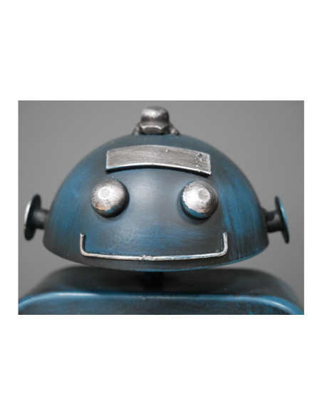 Horloge robot en métal bleu industrielle