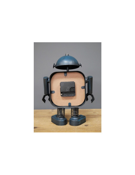 Horloge robot en métal bleu industrielle