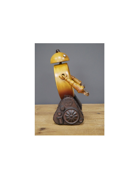 Horloge robot en métal jaune industrielle