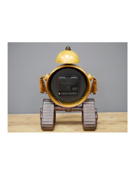 Horloge robot en métal jaune industrielle