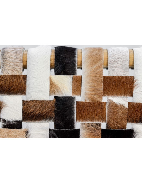 Banc en peau de chèvre et teck naturel