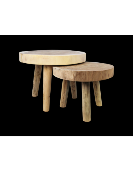 Table d'appoint ronde en Munggur massif diamètre 50 cm