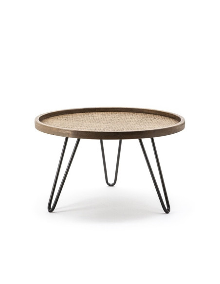 Table de salon ronde avec piétement en métal noir 60 cm diamètre