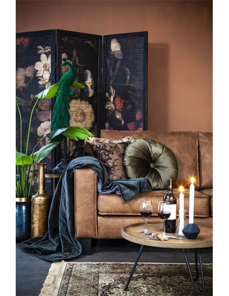 Table de salon ronde avec piétement en métal noir 60 cm diamètre