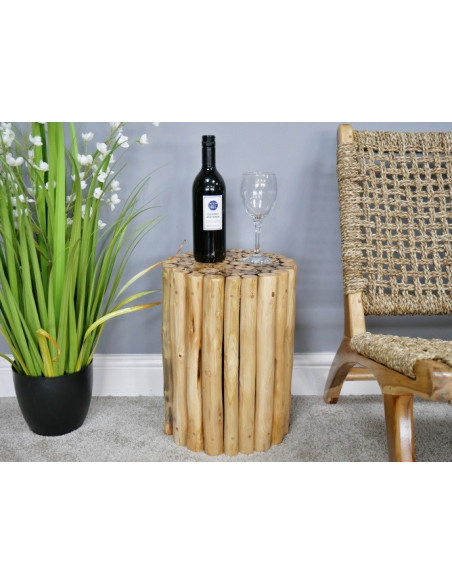 Petit table d'appoint en rondins de teck