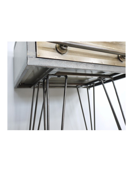 Table de chevet industrielle en métal avec tiroir