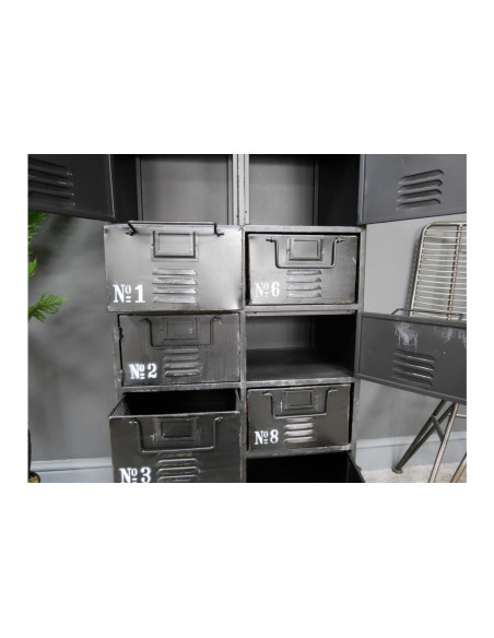 Meuble casiers multi-rangements en métal indus