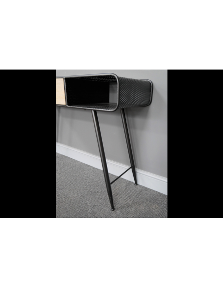 Bureau indus en métal et bois de pin avec tiroir