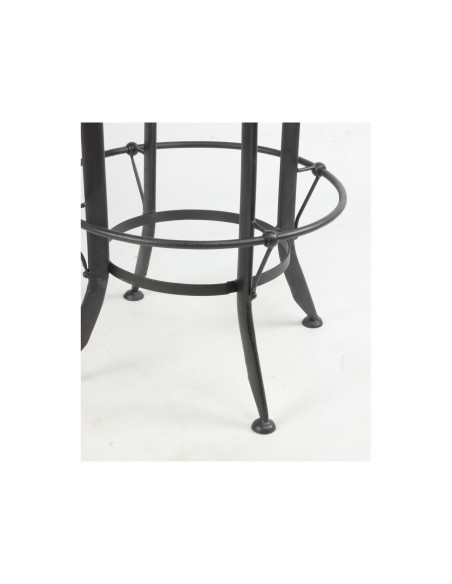 Tabouret réglable en métal avec assise en manguier