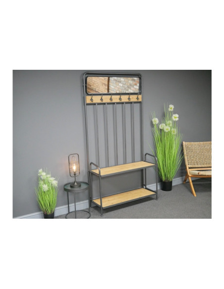 Meuble porte-manteaux avec miroir pour hall d'entrée