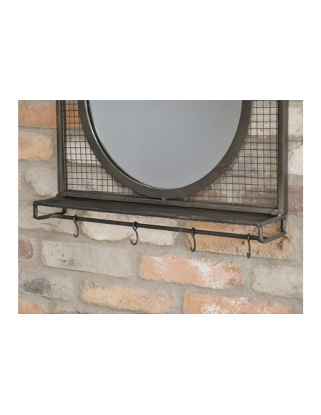 Miroir en métal avec étagère et patères