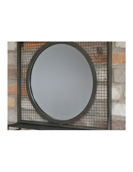 Miroir en métal avec étagère et patères