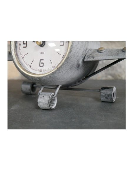 Horloge avion métal gris