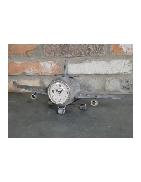 Horloge avion métal gris