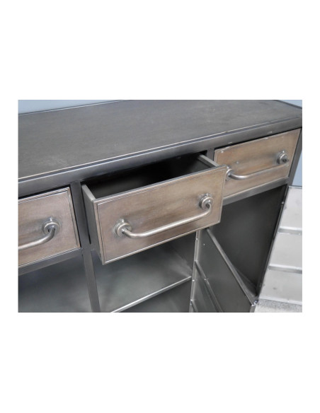 Buffet industriel métallique sur roues