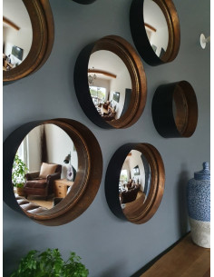 Miroir rond en métal noir...