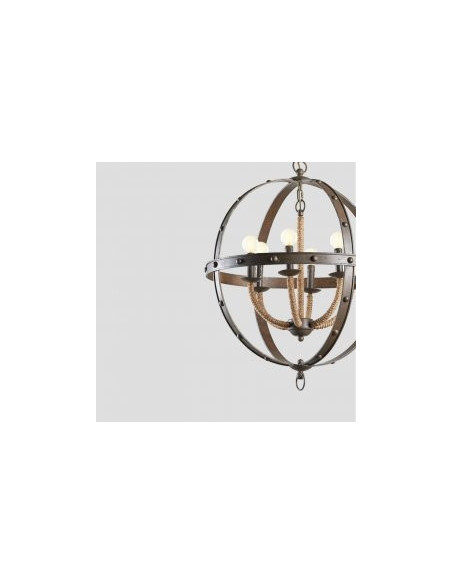 Lustre rond Industriel en métal et corde 67 cm