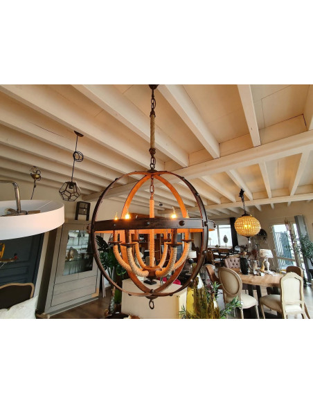 Lustre rond Industriel en métal et corde 67 cm