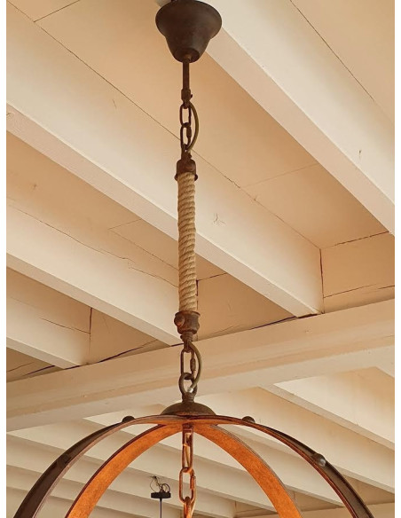 Lustre rond Industriel en métal et corde 67 cm
