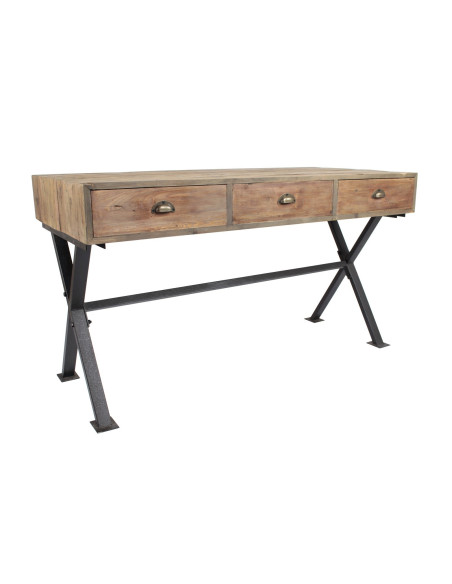 Bureau indus en bois vieilli et pieds en croix