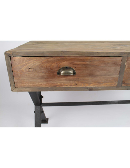 Bureau indus en bois vieilli et pieds en croix