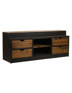 Meuble TV indus en bois et...