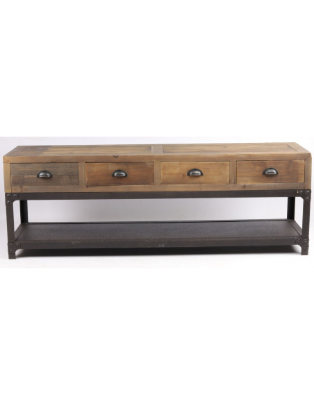 Meuble TV industriel vintage à tiroirs