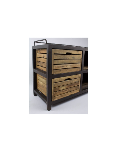 Enfilade indus en bois et métal avec caisses