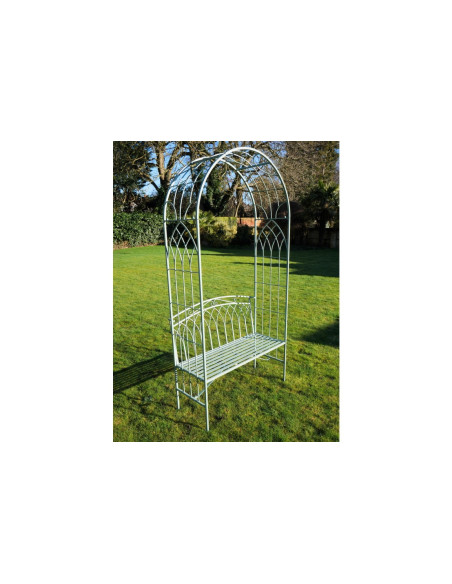 Banc de jardin en métal et arche