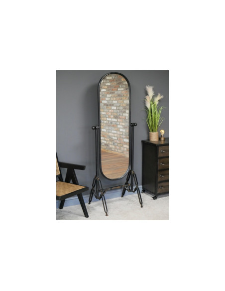 Miroir ovale sur chevalet industriel