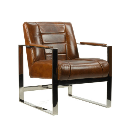 Fauteuil en cuir véritable marron