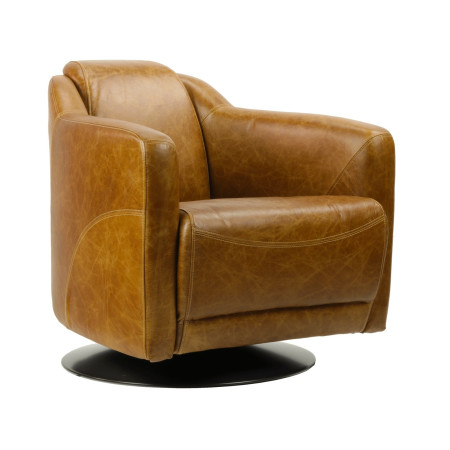 Fauteuil en cuir vintage pivotant