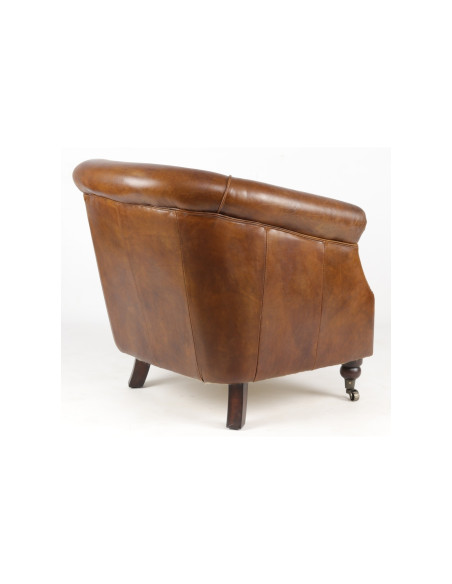 Fauteuil club clouté en cuir