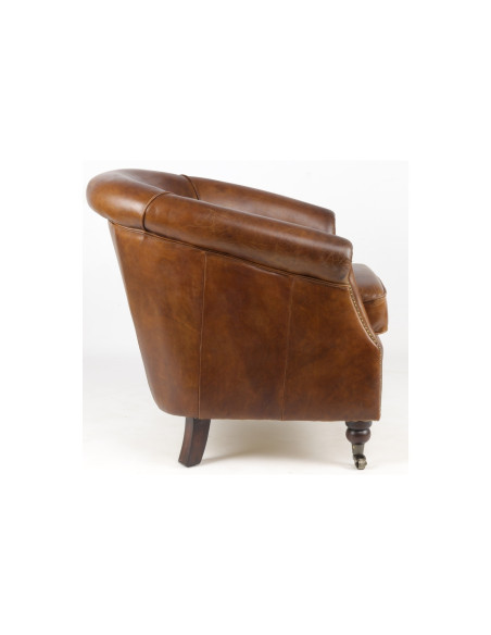 Fauteuil club clouté en cuir