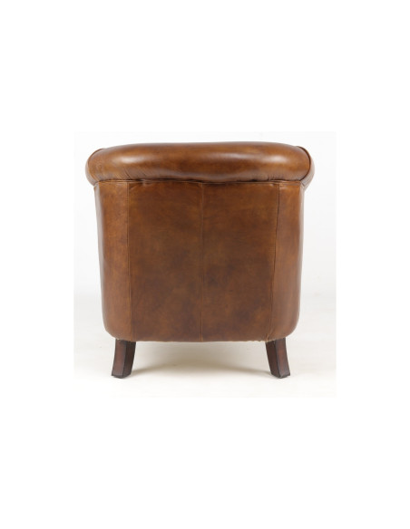 Fauteuil club clouté en cuir