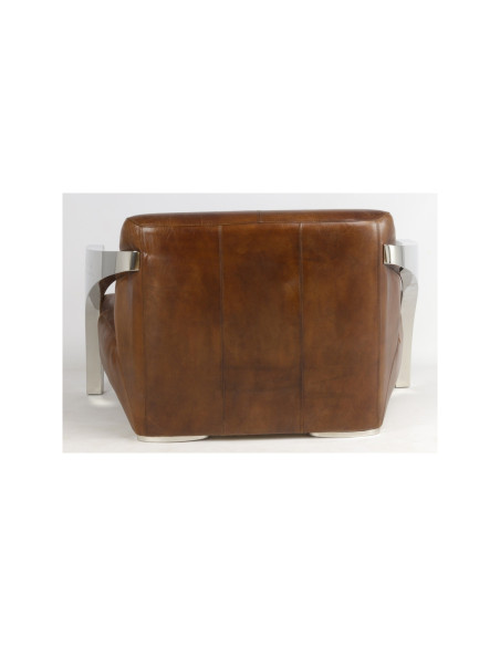 Fauteuil design 2 places en cuir et inox chromé