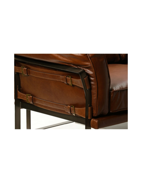 Canapé indus en cuir et métal