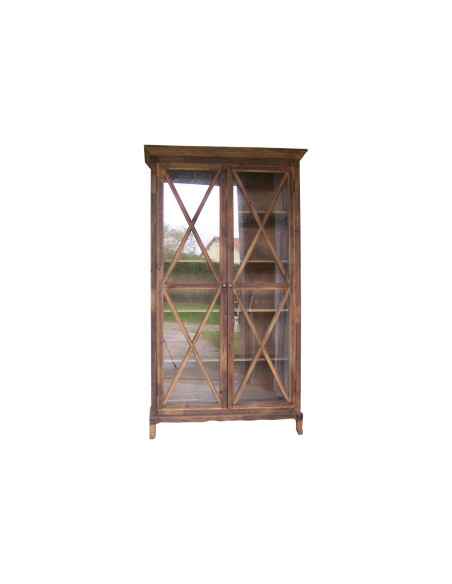Armoire vitrée ancienne en bois recyclé