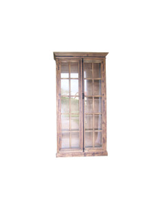 Armoire vitrine en pin vieilli 2