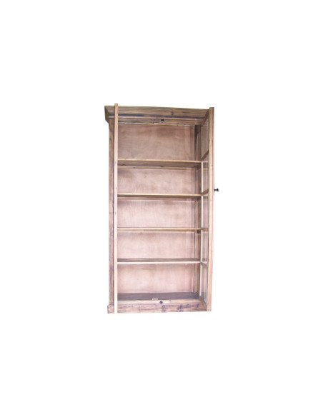 Armoire vitrine en pin vieilli