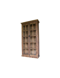 Armoire vitrine en pin vieilli