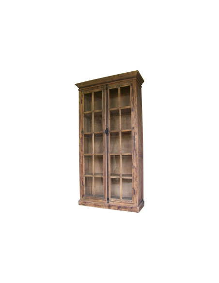 Armoire vitrine en pin vieilli