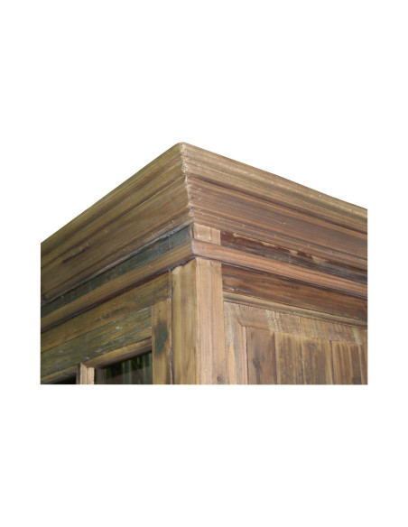 Armoire vitrine en pin vieilli