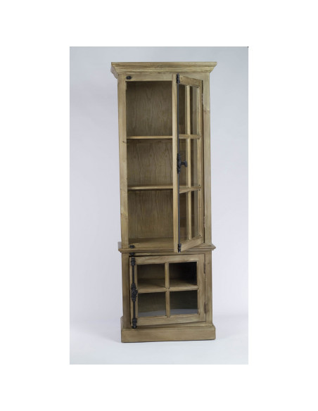 Meuble colonne vitré en bois