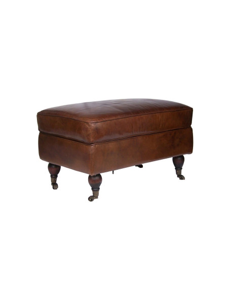 Pouf repose-pied mobile en cuir
