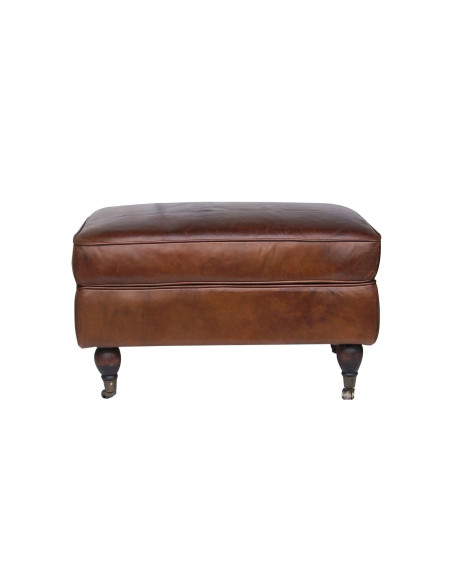 Pouf repose-pied mobile en cuir