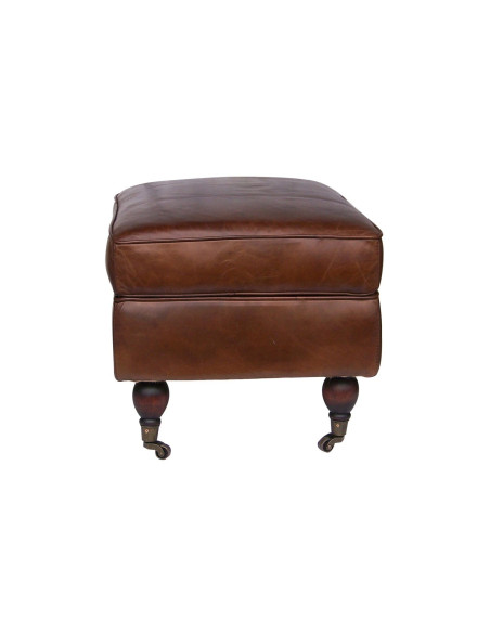 Pouf repose-pied mobile en cuir