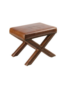 Pouf aux pieds croisés en cuir