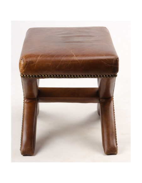 Pouf aux pieds croisés en cuir